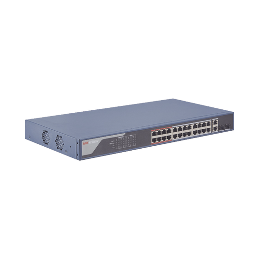 Smart Switch PoE+ Administrable / 24 puertos 10/100 Mbps PoE+ (hasta 300 m) + 2 puertos 10/100/1000Mbps + 2 Puertos SFP 