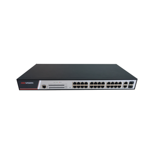 Switch PoE+ / Administrable / 24 Puertos 10/100 Mbps PoE+ / 2 Puertos 10/100/1000 Mbps Uplink + 2 Puertos SFP de Uplink 