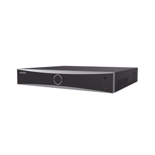 NVR 12 Megapixel (4K) / 32 canales IP / 16 Puertos PoE+ / Reconocimiento Facial / AcuSense (Evita Falsas Alarmas) / 4 Ba