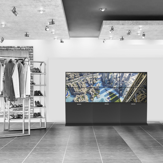 Kit Videowall Comercial 3X2 / Incluye 6 Pantallas 55" / 2 Controladores de 2 Entradas HDMI / Base de Piso | HIKVISION