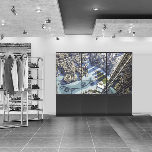 Kit Videowall Comercial 3X3 / Incluye 9 Pantallas 55" / 3 Controladores de 2 Entradas HDMI / Base de Piso | HIKVISION