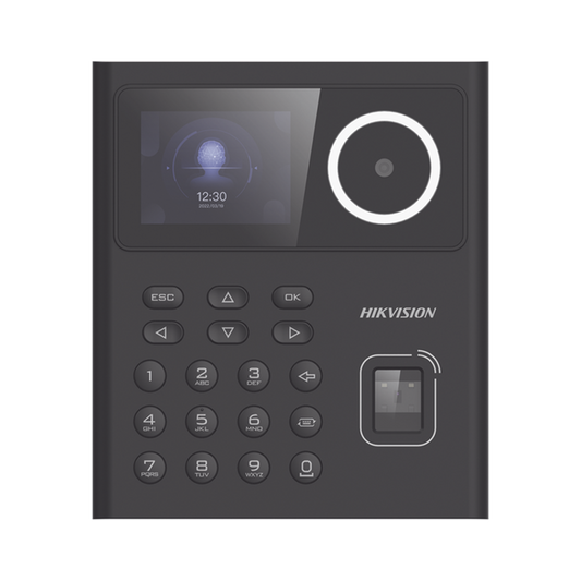 Terminal Min Moe WiFi Administrable por Smartphone o Nube / Acceso y Asistencia / Huella, Facial y Tarjetas MIFARE / 500 rostros y 1,000 Huellas y Tarjetas / Detección de Cubrebocas / HikConnect
