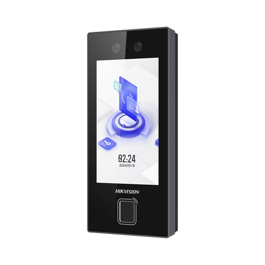 Terminal Facial Min Moe con LECTOR DE HUELLAS y Tarjetas PROX EM / 3000 Rostros / 3000 Huellas / Pantalla 4.5" / Administrable en la Nube con HikConnect Teams / Exterior IP65 / PoE / WiFi