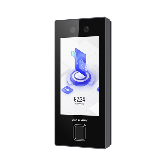 Terminal Facial Min Moe con LECTOR DE HUELLAS y Tarjetas MIFARE / 3000 Rostros / 3000 Huellas / Pantalla 4.5" / Administrable en la Nube con HikConnect Teams / Exterior IP65 / PoE / WiFi