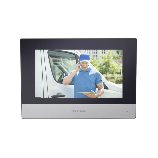 Monitor Hibrido IP WiFi Touch Screen 7" para Videoportero IP / Vídeo en Vivo / PoE Estándar / Apertura Remota / Llamada Entre Monitores / Audio de dos vías / Policarbonato