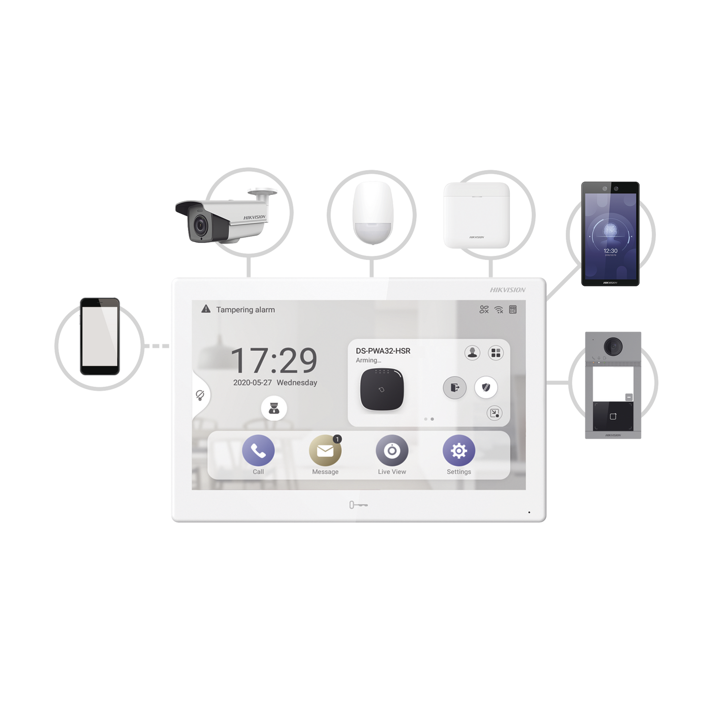 Monitor Touch IP / WiFi / ANDROID 7" / Integración con Videoporteros IP, CCTV, Panel de Alarma AXPRO y Biométricos de Acceso / CENTRO DE ADMINISTRACIÓN / Vídeo en Vivo / PoE Estándar / Apertura Remota