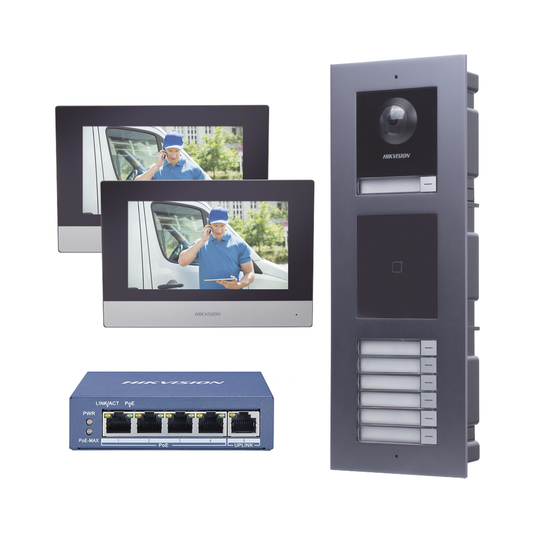 KIT de Videoportero IP para 7 DEPARTAMENTOS con llamada a App de Smartphone y Lector de Tarjetas EM / 2da Generación (Mo