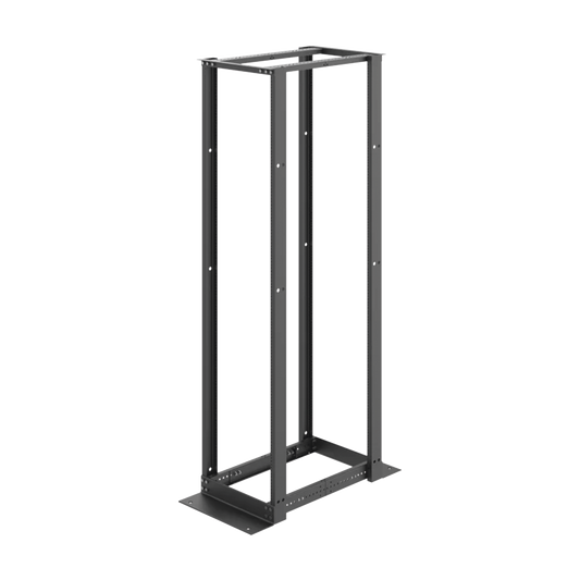 Rack de Cuatro Postes EstÃ¡ndar de 19", Rieles Numerados y Roscados #12-24, Profundidad Ajustable de 450 a 1050 mm, 45 Unidades de Rack, Color Negro