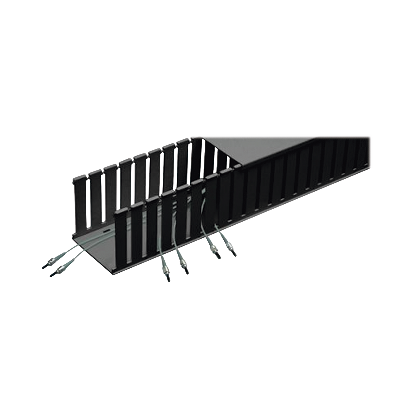 Canaleta Ranurada de PVC sin Tapa, Fiber-Ductâ„¢, 4 in de Ancho, 4 in de Alto y 1828.8 mm de Largo, Color Negro