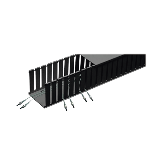 Canaleta Ranurada de PVC sin Tapa, Fiber-Ductâ„¢, 4 in de Ancho, 4 in de Alto y 1828.8 mm de Largo, Color Negro