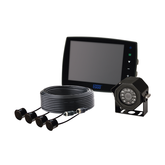 Sistema alÃ¡mbrico de cÃ¡mara y monitor de 5.6â€ con sensores de reversa