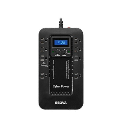 UPS de 650 VA/390 W, TopologÃ­a Standby con Modo Ahorrador ECO, Entrada 120 Vca NEMA 5-15P, Con 8 Tomas NEMA 5-15R