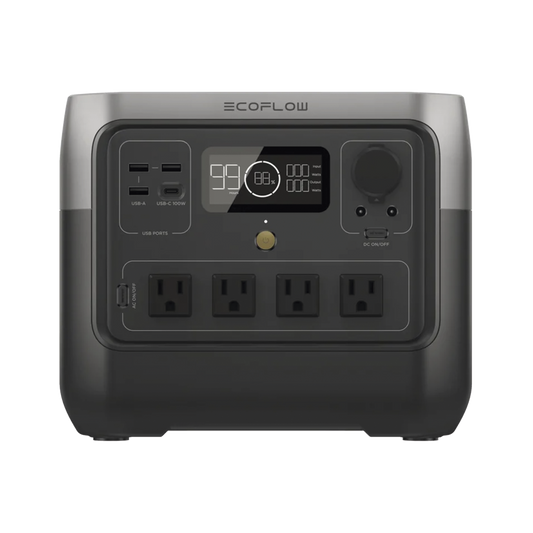 EcoFlow River 2 Pro | EstaciÃ³n de EnergÃ­a PortÃ¡til 768Wh Litio LFP / 4 AC 800W (Max. 1600W) / 1 USB-C 100W / 3 USB -A 12W / Cargador de Coche 10A, 126W Max. / Conectividad WiFi y Bluetooth (App) / Carga Solar 220W Max.