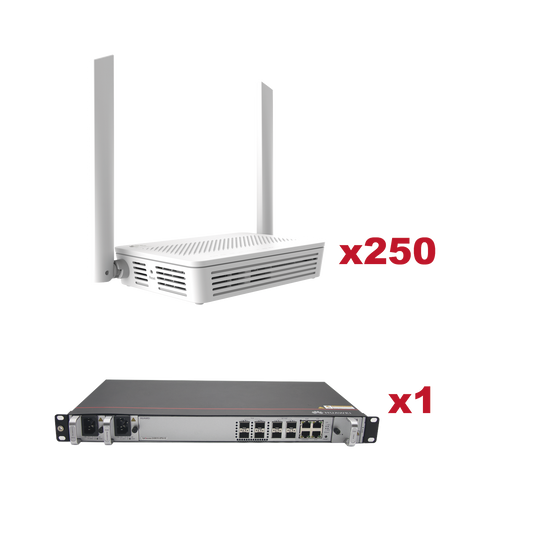 Kit 250 ONTs EG8041V5 GPON WiFi5 + 1 OLT EA5801E-GP04 (4 puertos GPON)
