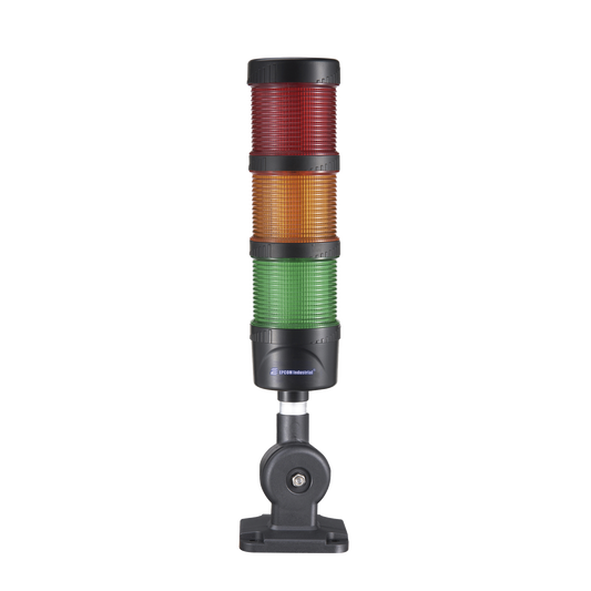 Torre LED Indicadora de estado de 3 niveles color Rojo, Ãmbar y Verde, con Buzzer integrado a 85 dB,  a 24 VCD con Montaje incluido de 60 mm de diÃ¡metro
