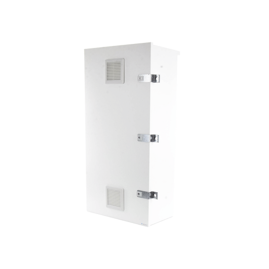 Gabinete para instalaciÃ³n de 3 BaterÃ­as PL110D12, Fabricado en LÃ¡mina Galvanizada, Accesorios para piso o poste (No incluidos)