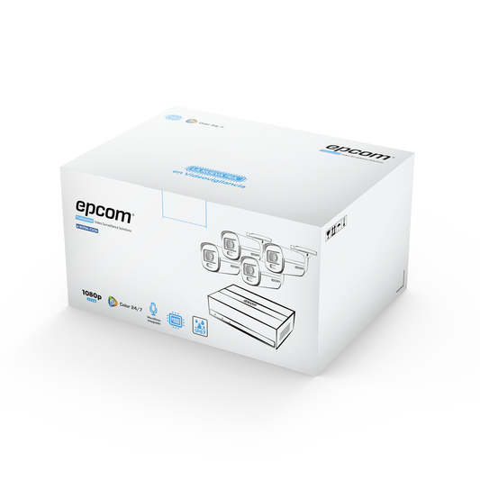 Kit TurboHD 1080p / DVR 4 Canales con Unidad de Almacenamiento eSSD de 300GB / 4 CÃ¡maras Bala ColorVu con MicrÃ³fono Integrado / Fuente de Poder / Accesorios de InstalaciÃ³n