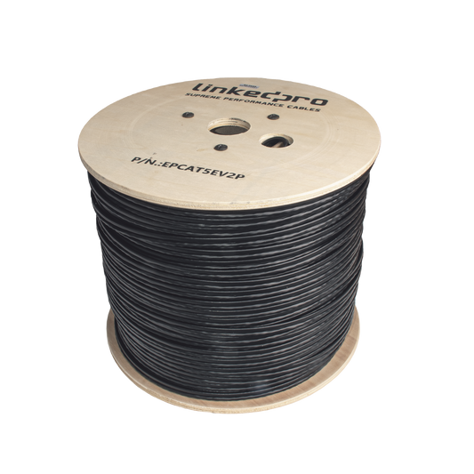 Bobina de Cable Siamés Cat5E CCA + 2 Cables Gruesos (16 AWG) para Alimentar Cámaras Más Lejos / 305m / Instalación en Ex