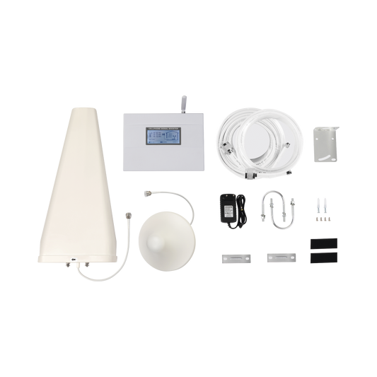 Kit Amplificador de SeÃ±al Celular DOBLE banda de frecuencia / Mejora las llamadas convencionales / Soporta los datos de las tecnologÃ­as 2G y 3G de TELCEL, AT&T y MOVISTAR / Puede cubrir hasta dos espacios de 300 m2 cada uno.