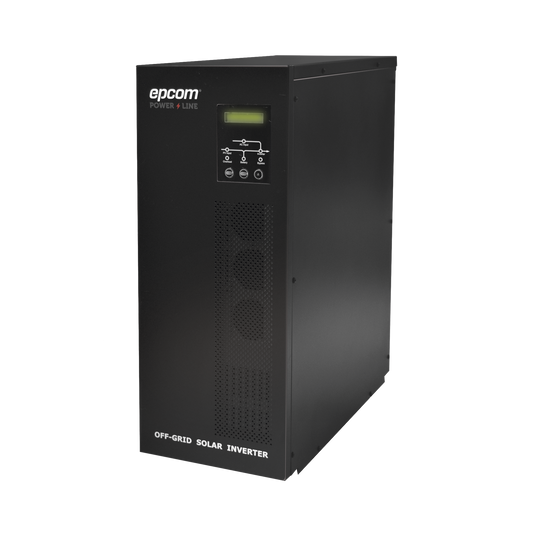 Inversor / Cargador para sistemas tipo isla de 192Vcc/120VCA de 3000W onda sinusoidal pura con controlador MPPT. Administre una fuente fotovoltaica, la red eléctrica y recargue su banco de baterías y su consumo sin problemas.