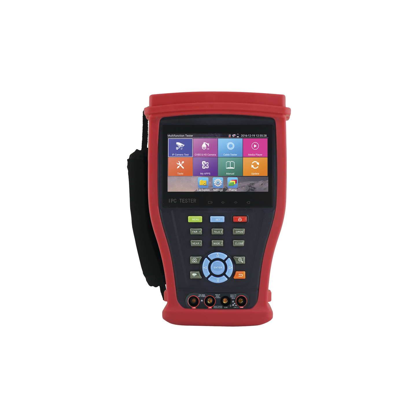 Probador de Video Android con Pantalla LCD de 4.3" para IP 4K / HD-TVI (8MP), HD-CVI (8MP), AHD (5MP) / MultÃ­metro Digital, HDMI Entrada/ Salida, WiFi