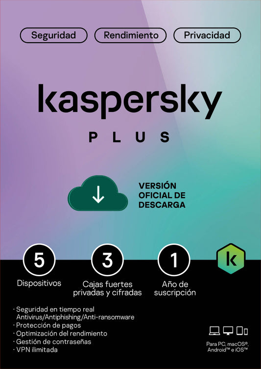 Kaspersky Plus 5 Dispositivos 1 Año (Internet Security)