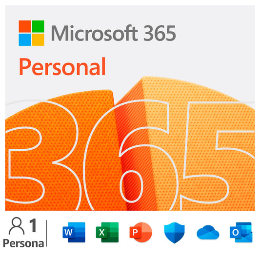MICROSOFT 365 PERSONAL - Licencia de suscripción ( 1 año ) 1 usuario - 1 teléfono - 1 tableta - 1 PC / Mac - espacio de almacenamiento en la nube de 1 TB