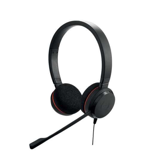 Jabra Evolve 20 Duo con conexiÃ³n USB, micrÃ³fono con cancelaciÃ³n de ruido de Ãºltima generaciÃ³n, configuraciÃ³n Plug and Play, CertificaciÃ³n Microsoft Teams (4999-823-109)