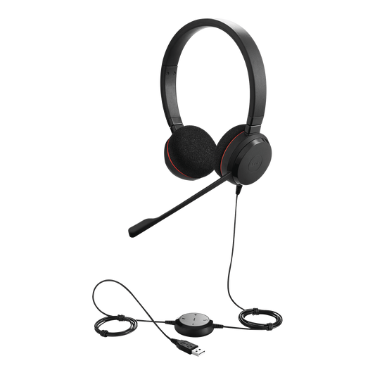 Jabra Evolve 20 DUO con conexiÃ³n USB, micrÃ³fono con cancelaciÃ³n de ruido de ultima generaciÃ³n, configuraciÃ³n Plug and Play (4999-829-209)