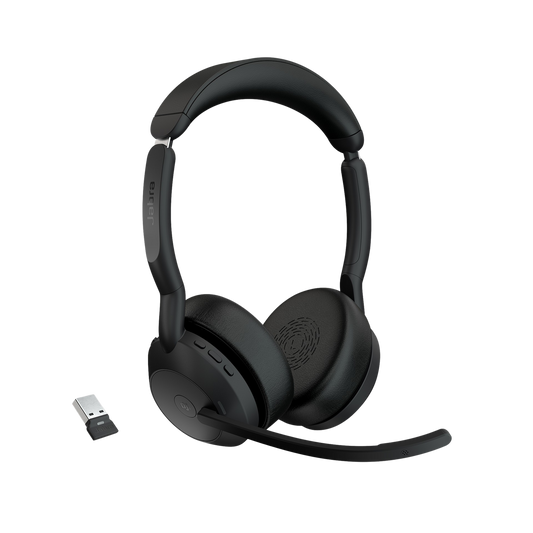 Jabra Evolve2 55, Auricular stereo versiÃ³n MS, dongle USB-A con cancelaciÃ³n de ruido (25599-999-999)