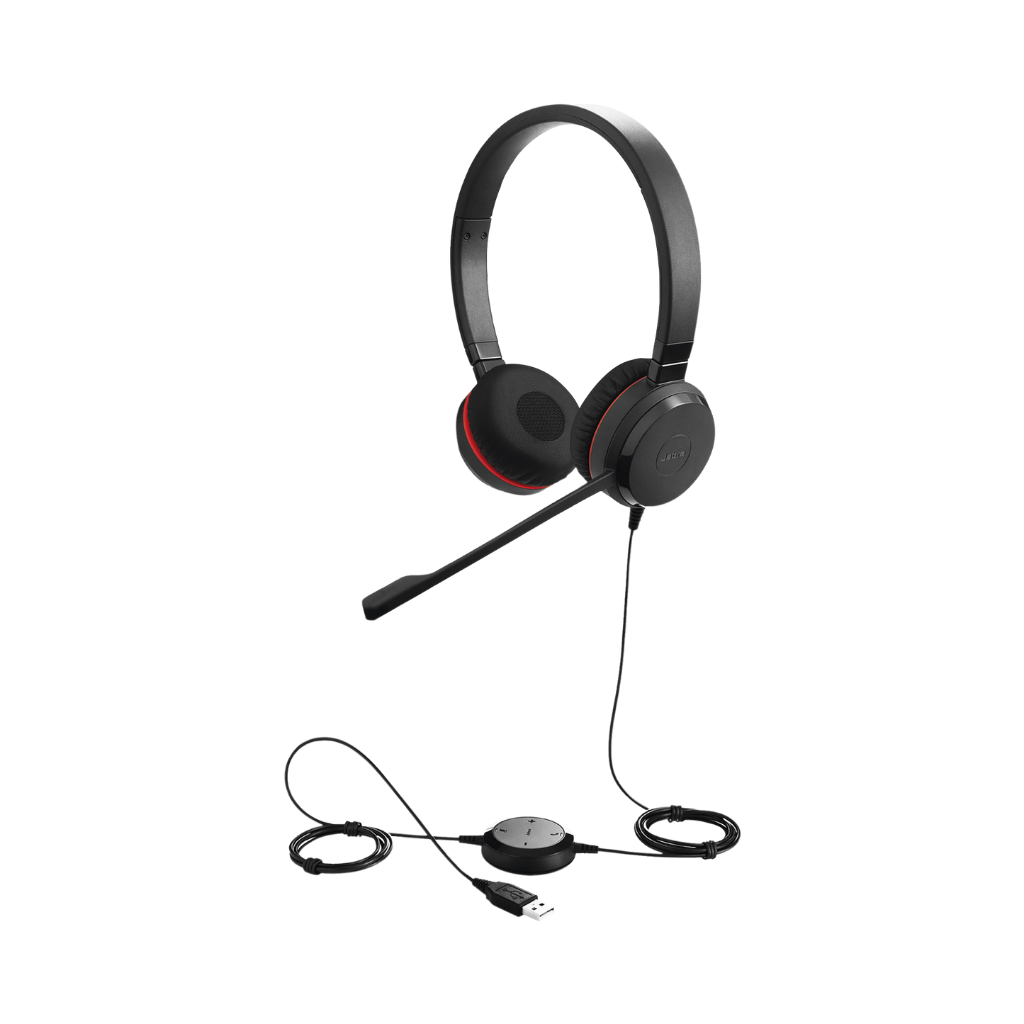 Jabra Evolve 30 Duo con conexiÃ³n USB / 3.5mm, micrÃ³fono con cancelaciÃ³n de ruido y controlador en el cable con botones e indicadores LED (5399-829-309)