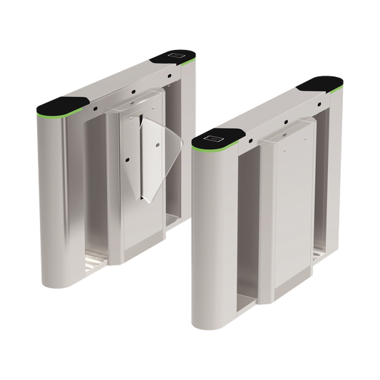 Puerta de cortesÃ­a tipo FLAP bidireccional / 30 personas por minuto / Acabado de Lujo / Apertura en 1 segundo / Acero inoxidable / Indicadores LED / Alarma por acceso denegado
