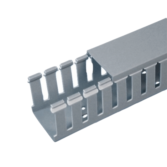 Canaleta Ranurada de PVC con Tapa, Tipo F, 44.5 mm de Ancho, 79.2 mm de Alto y 2 m de Largo, Color Gris | PANDUIT