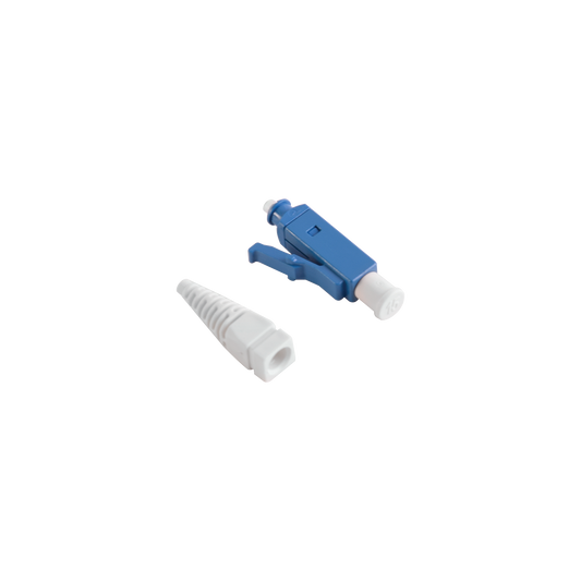 Conector de Fibra Óptica LC Simplex, Para Instalación en Campo, Monomodo, Fibra recubierta, Color Azul (No pre-pulido)