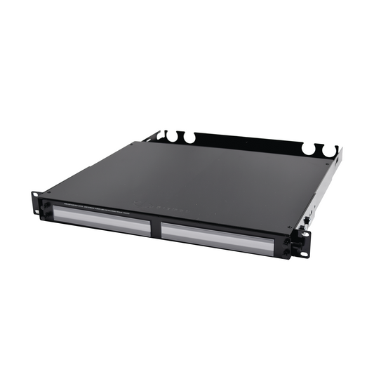 Panel de Conexión de Fibra de Alta Densidad, Para Rack de 19in, Acepta 4 Placas Plug and Play, Hasta 96 Fibras, 1 UR