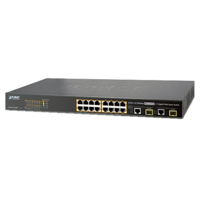 Switch Administrable L2 de 16 Puertos PoE+ y 2 Puertos Compartidos Gigabit TP/SFP