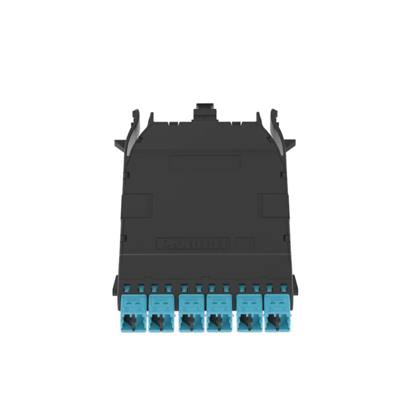 Cassette HD Flexâ„¢ Para 12 Fibras Multimodo OM4, de MPO a 6 Conectores LC Duplex, Color Aqua