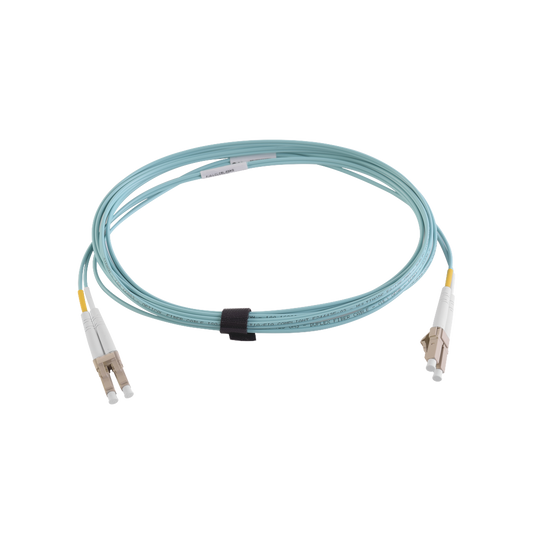 Jumper de Fibra Ã“ptica Multimodo 50/125 XGLO OM3, LC-LC Duplex, OFNR, Color Aqua, 5 Metros