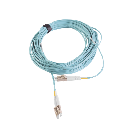Jumper de Fibra Óptica Multimodo 50/125 XGLO OM3, LC-LC Duplex, OFNR, Color Aqua, 7 Metros