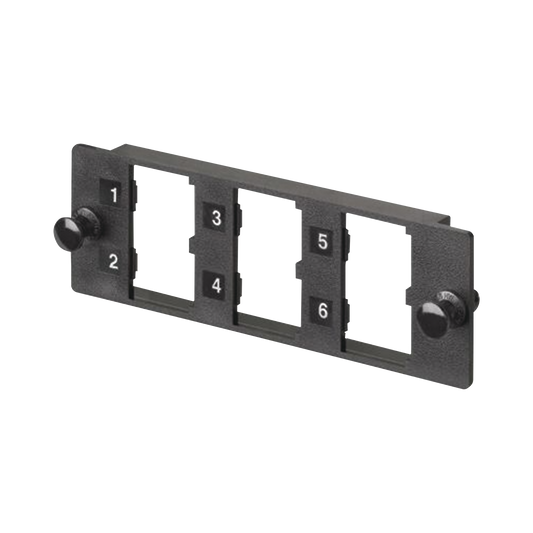 Placa Modular FAP de 6 Puertos Mini-Com, Acepta Módulos de Fibra Óptica, Cobre o Audio y Video, Color Negro | PANDUIT