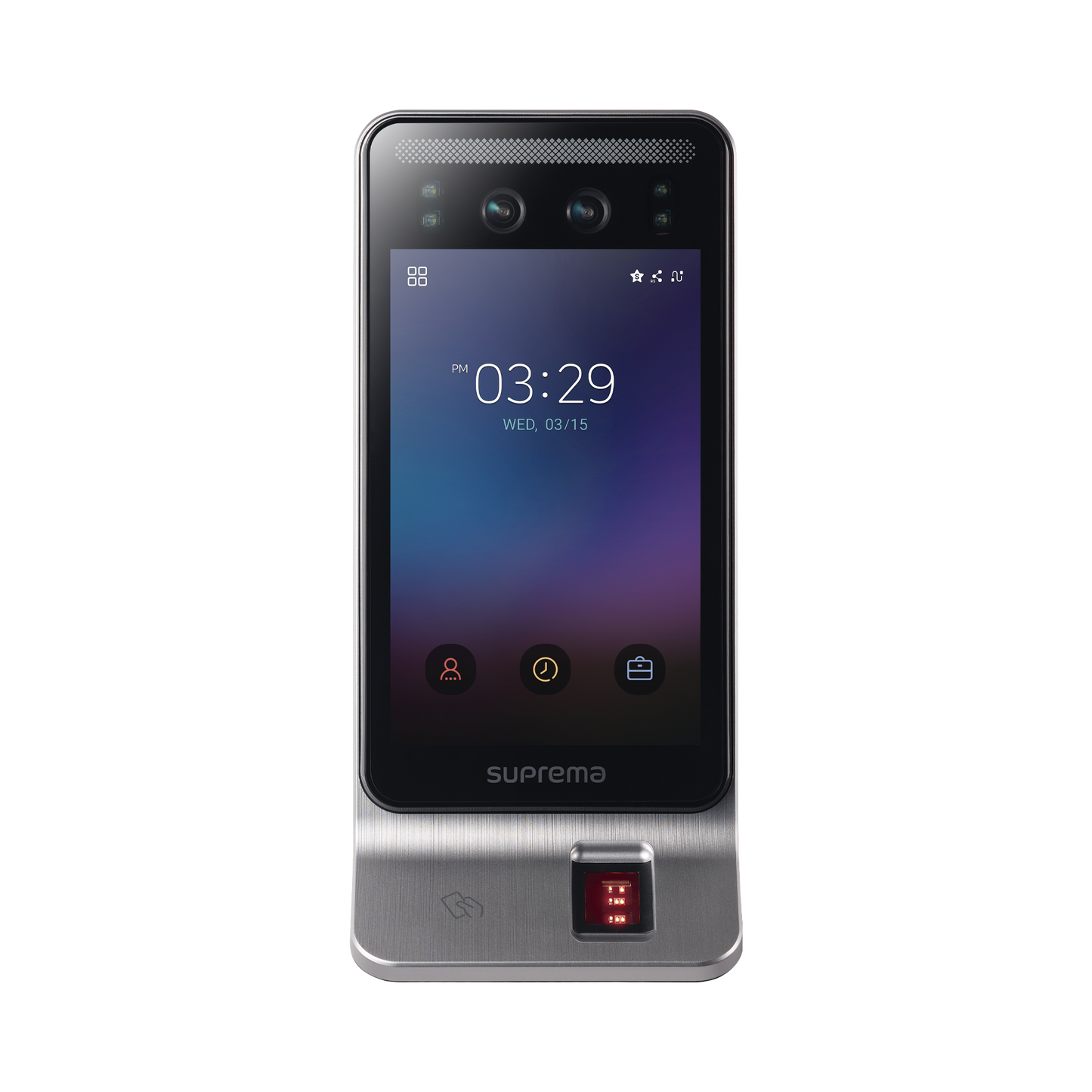 Lector Multi-tecnologia con detector de cubrebocas- Reconocimiento Facial, Huella, Tarjeta MÃ³vil y lector de RFID(125kHz EM & 13.56 Mhz MIFARE)  Compatible con BioStar2