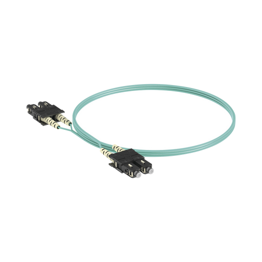 Jumper de Fibra Optica Multimodo 50/125 OM3, SC-SC Duplex, OFNR (Riser), Color Aqua, 2 Metros | PANDUIT