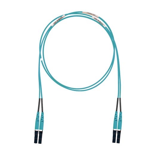 Jumper de Fibra Optica Multimodo 50/125 OM3, LC-LC Duplex, LSZH (Cero Halógenos), Color Aqua, 1 Metro | PANDUIT