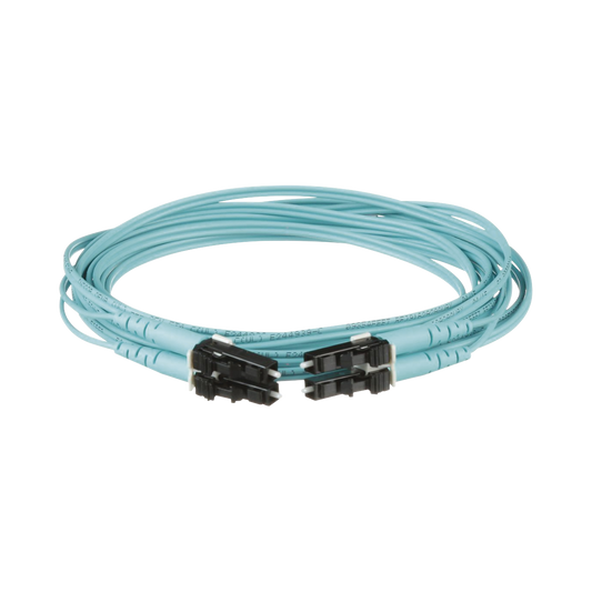 Jumper de Fibra Optica Multimodo 50/125 OM3, LC-LC Duplex, OFNR (Riser), Color Aqua, 3 Metros | PANDUIT