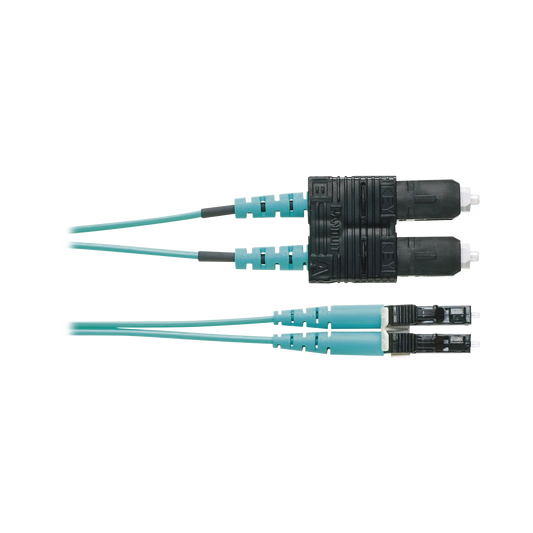 Jumper de Fibra Optica Multimodo 50/125 OM3, LC-SC Duplex, OFNR (Riser), Color Aqua, 1 Metro | PANDUIT
