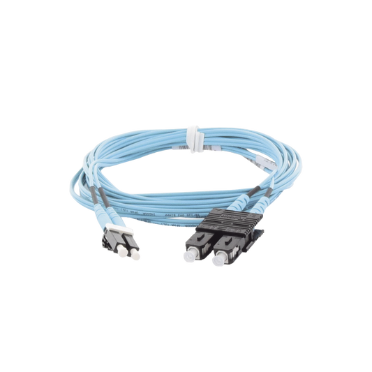 Jumper de Fibra Optica Multimodo 50/125 OM3, LC-SC Duplex, OFNR (Riser), Color Aqua, 10 Metros | PANDUIT