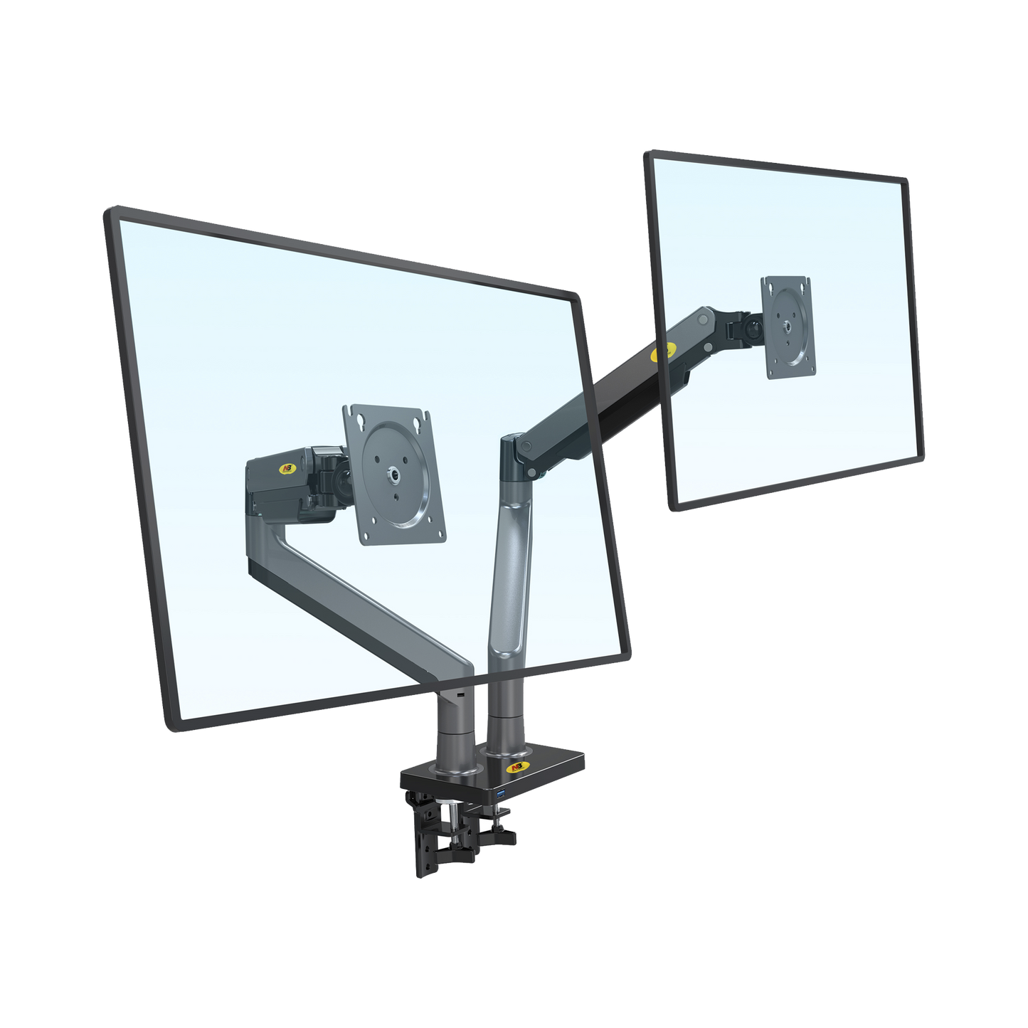 Montaje de Escritorio articulado para 2 monitores de 22"-32" /  Soporta hasta 15 kg x  brazo / Vesa 75 x 75 / 100 x 100 / Acero / Giro: 360Â°