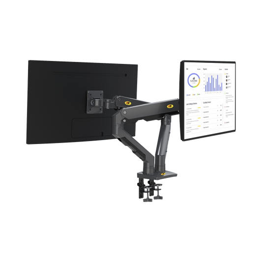 Montaje de Escritorio articulado para 2 monitores de 27-34" /  Soporta hasta 16 kg  por brazo/ Vesa 75 x 75 / 100 x 100 / Acero / Giro: 360Â°