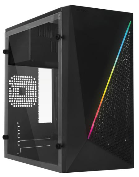 Gabinete  ACTECK KIOTO GC460 RGB ESSENTIAL, Gabinete, Micro-ATX, Mini-ITX, Negro, 500 W