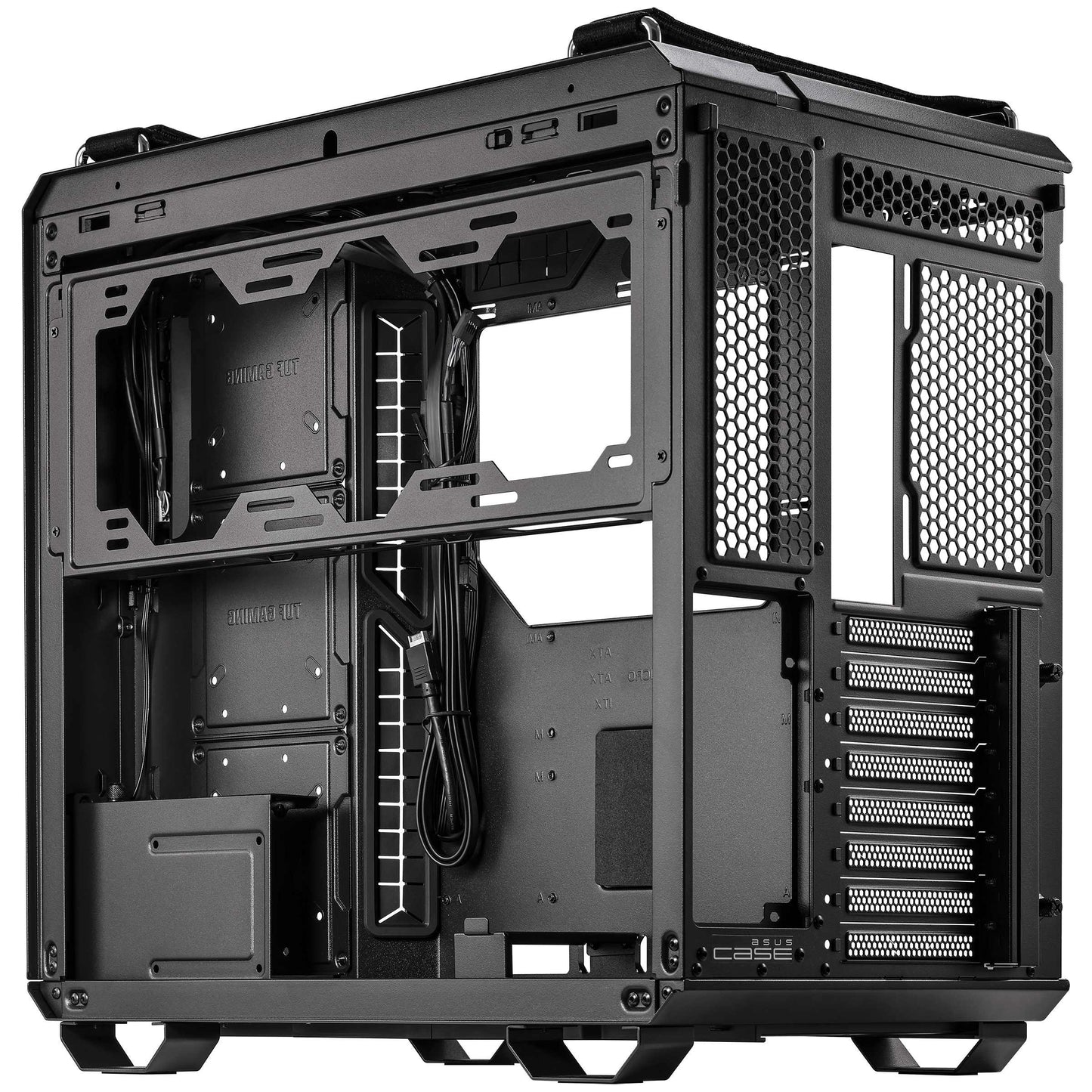 Gabinete ASUS TUF Gaming GT502 con Ventana, Midi-Tower, ATX, Micro-ATX, Mini-ITX, USB 3.2, sin Fuente, Cristal templado, Negro